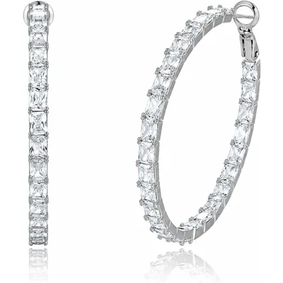 Inside-Out Baguette Hoops by Gemsme, White Gold