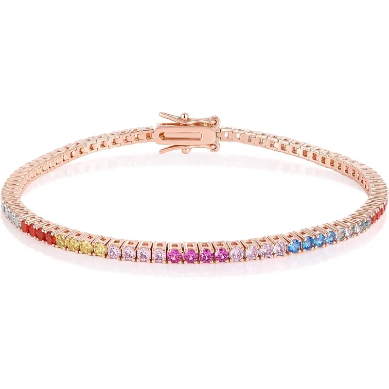 2mm Multi-Color Tennis Bracelet by Gemsme, 2.0mm · Rose Gold Plated