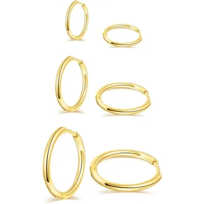 Huggie Hoop Set, Three Pairs by Gemsme, Gold (12mm/14mm/16mm)