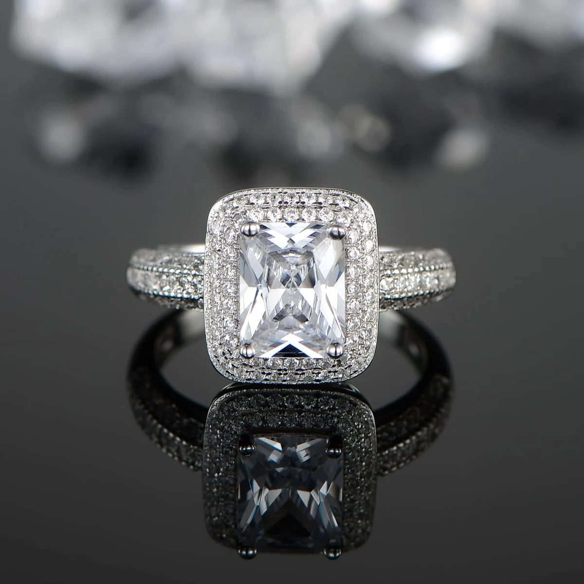 Square Halo Engagement Ring by Gemsme