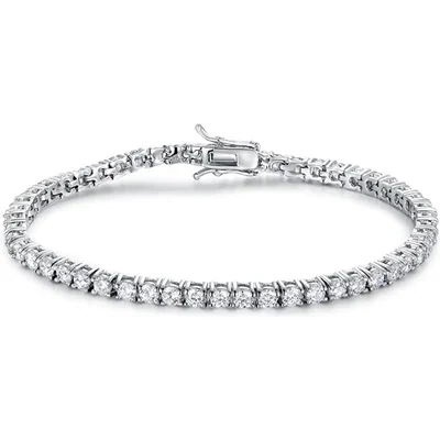 Sterling Silver Tennis Bracelet by Gemsme, S925 3mm Moissanite