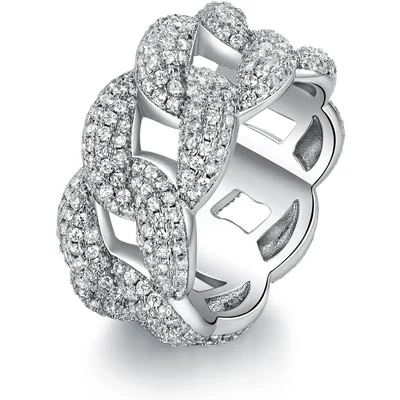 Cuban Statement Ring by Gemsme, 3 Row · White Gold