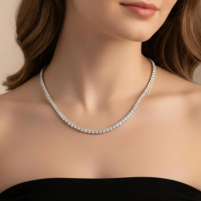 4mm White Gold Tennis Necklace by Gemsme