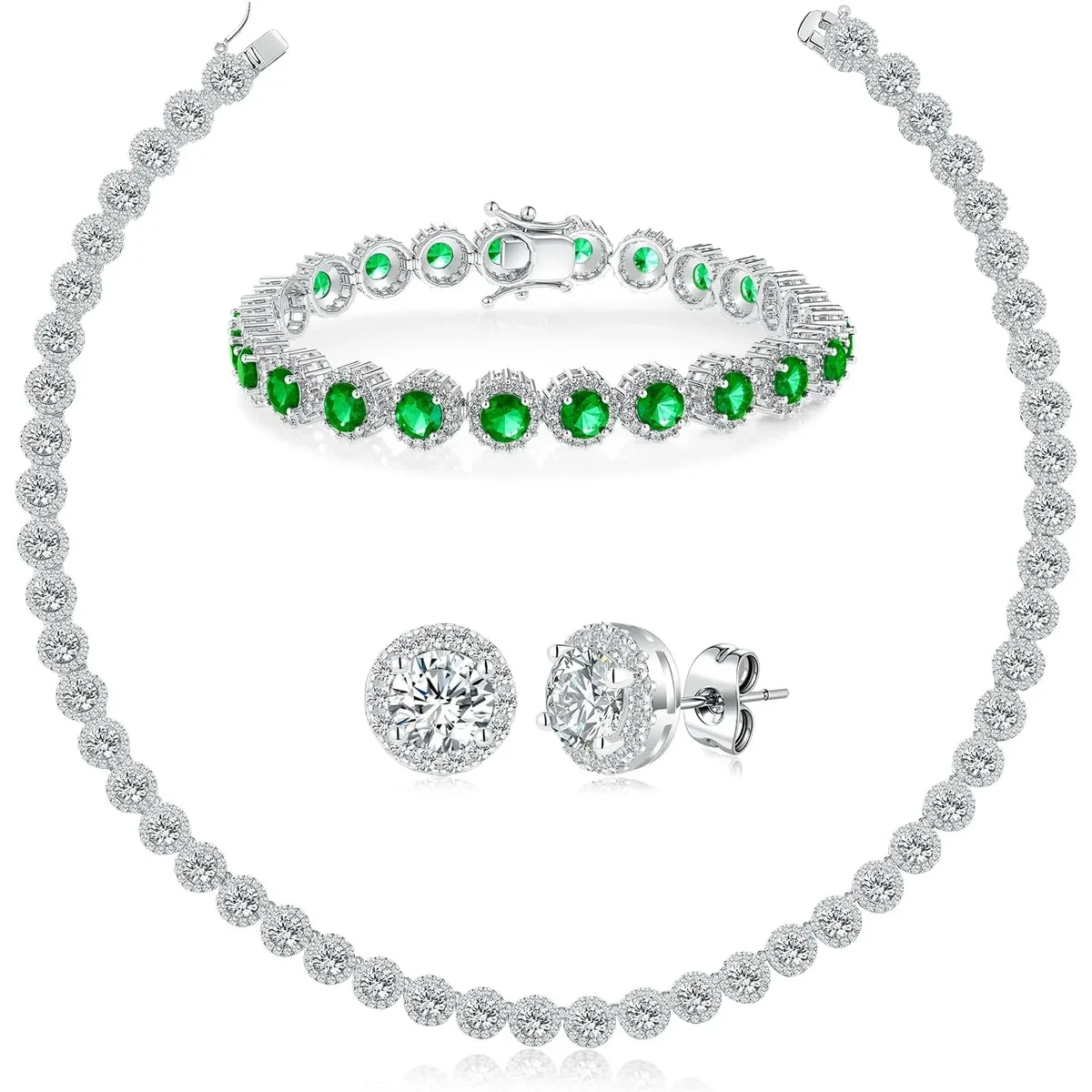 White Gold Tennis Set of Three by Gemsme