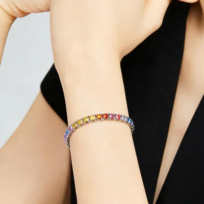 2mm Multi-Color Tennis Bracelet by Gemsme, 3.0mm · White Gold Plated