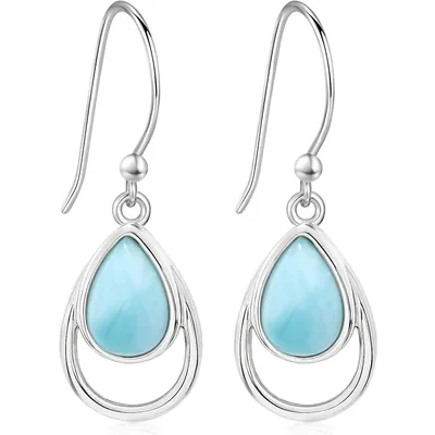 Larimar Teardrop Drop Earrings by Gemsme, Blue