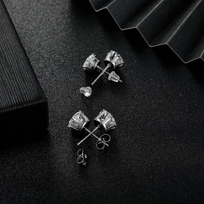 Stainless Steel Stud Set, Six Pairs by Gemsme, White