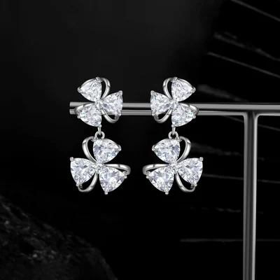 Bridal Drop Earrings by Gemsme, White · Flower