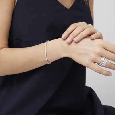 Sterling Silver Tennis Bracelet by Gemsme, S925 3mm Moissanite
