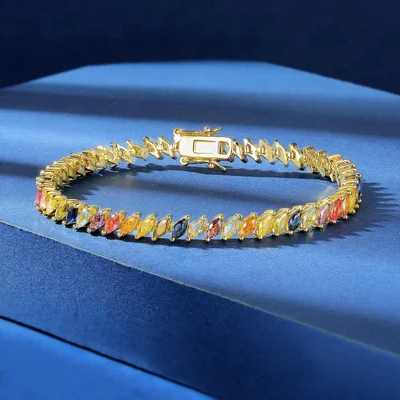 Rainbow Marquise Tennis Bracelet by Gemsme