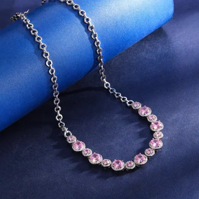 Pink Halo Link Necklace by Gemsme