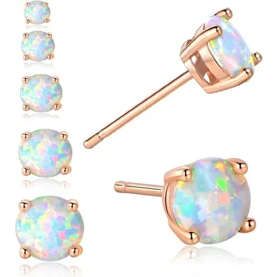 Created Opal Stud Earrings by Gemsme, Rose Gold