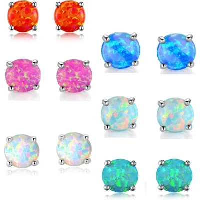 Created Opal Stud Earrings by Gemsme, Colorful