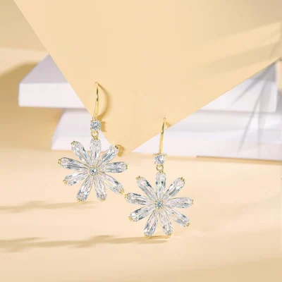 Flower and Teardrop Drop Earrings by Gemsme, Flower 2-gold