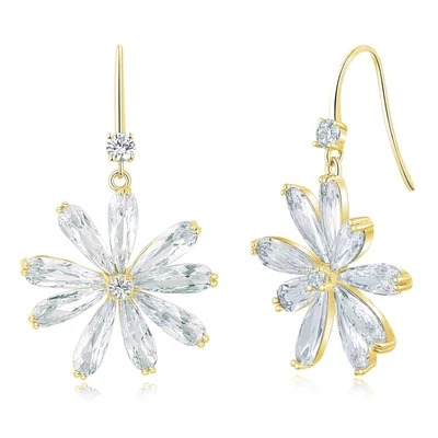 Flower and Teardrop Drop Earrings by Gemsme, Flower 2-gold