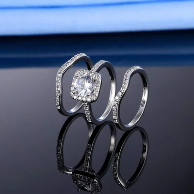 Three-in-One Bridal Ring Set by Gemsme, White