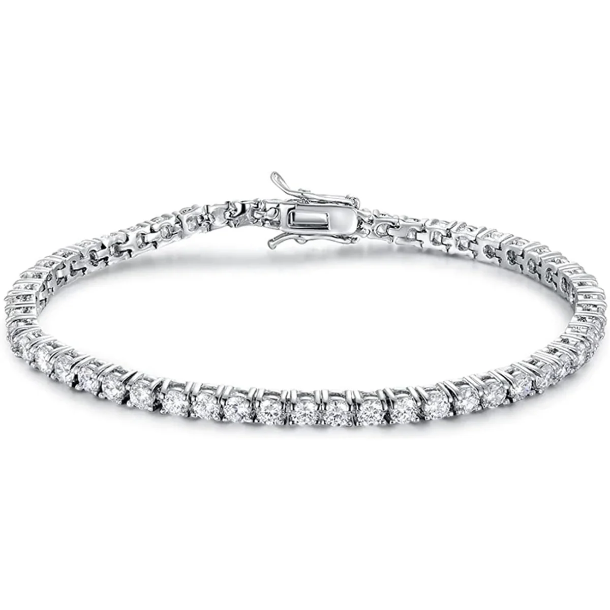 Sterling Silver Tennis Bracelet by Gemsme, S925 3mm Moissanite