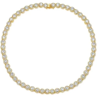 5mm Halo Tennis Necklace by Gemsme, Yellow Gold