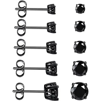 Colored Crystal Stud Set by Gemsme, Princess Cut · Black