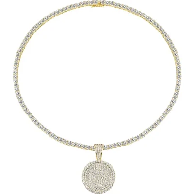 Pavé Disc Pendant by Gemsme, 4mm Cz Necklace+disc Pendant