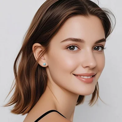 Larimar Stud Earrings by Gemsme, Round · 6mm