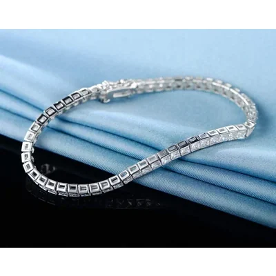 3mm Tennis Bracelet in 14K White Gold Plate by Gemsme