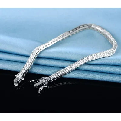 3mm Tennis Bracelet in 14K White Gold Plate by Gemsme