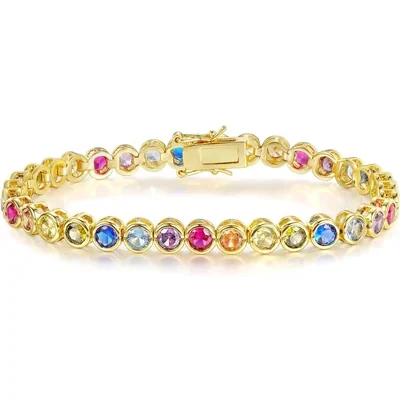 4mm Bezel Rainbow Tennis Bracelet by Gemsme, 4mm Bezel Bracelet · Gold