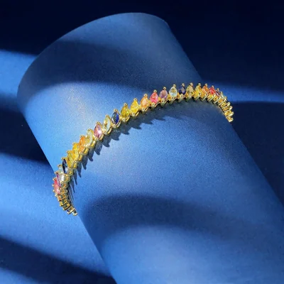Rainbow Marquise Tennis Bracelet by Gemsme