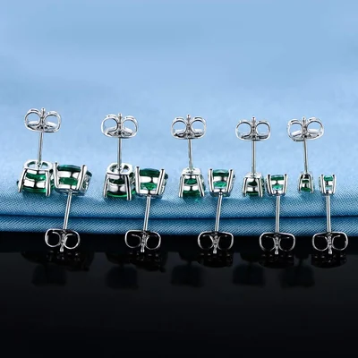 Colored Crystal Stud Set by Gemsme, Round Cut · Green