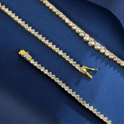 Graduated Tennis Necklace by Gemsme, Yellow Gold-3-5mm Graduated