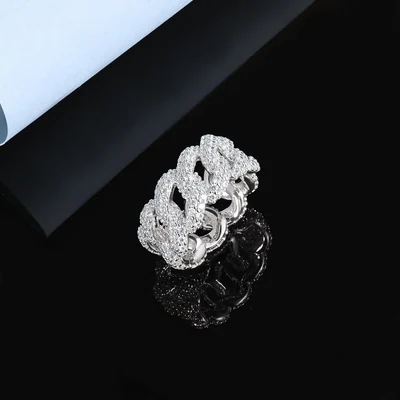Cuban Statement Ring by Gemsme, 2 Row · White Gold