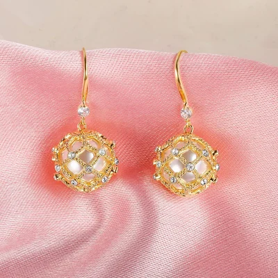 Pearl and Crystal Drop Earrings by Gemsme