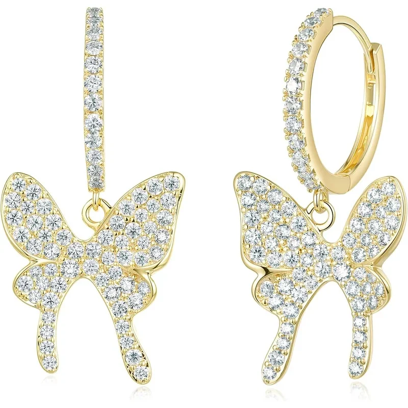Huggie Drop Hoops by Gemsme, Butterfly 1-gold