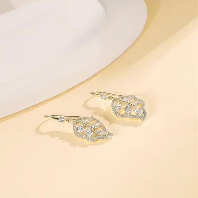 Leaf Drop Earrings by Gemsme, Gold · Leaf