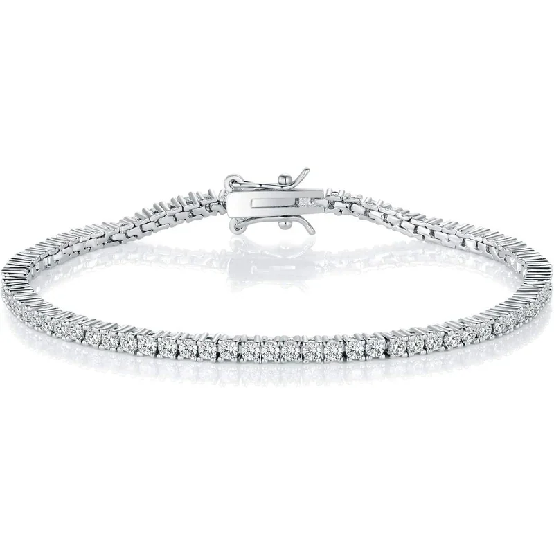 2mm Classic Tennis Bracelet by Gemsme, White Gold Plated