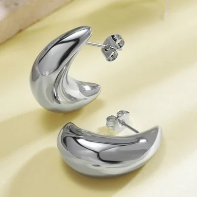 Chunky Moon Studs by Gemsme, Silver
