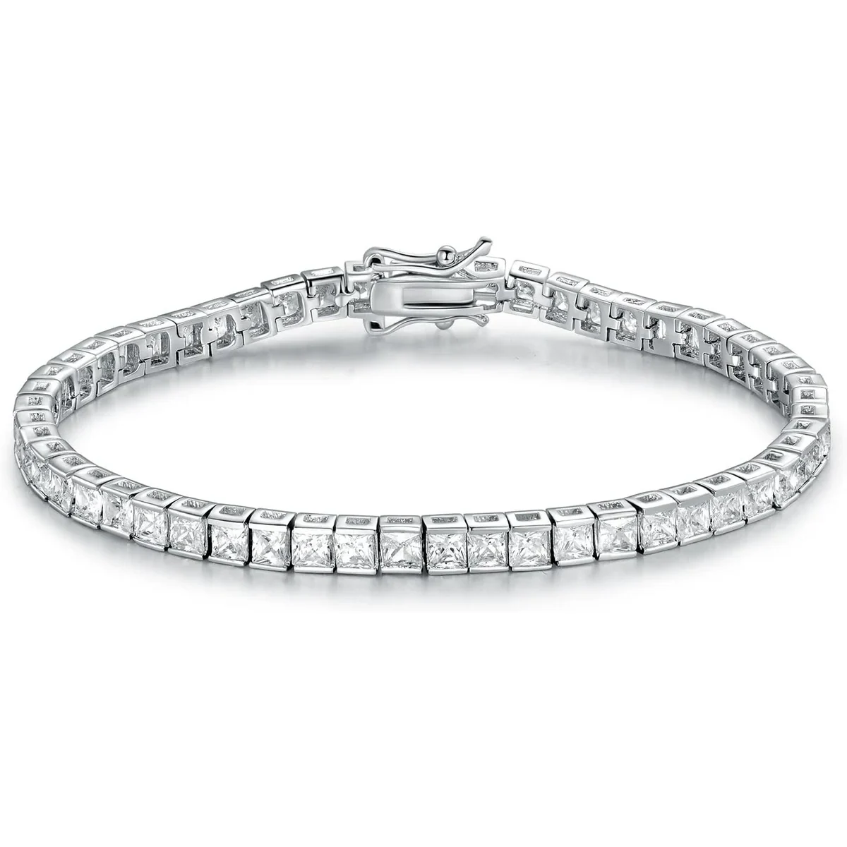 3mm Tennis Bracelet in 14K White Gold Plate by Gemsme