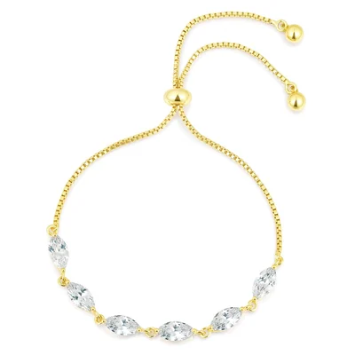 Adjustable Halo Tennis Bracelet by Gemsme, Horse-eye · 4*8mm · Gold