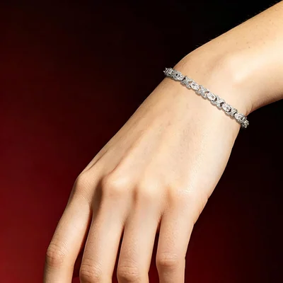 Oval X-Link Tennis Bracelet by Gemsme