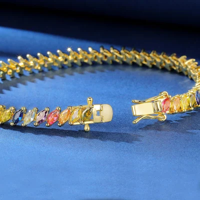 Rainbow Marquise Tennis Bracelet by Gemsme
