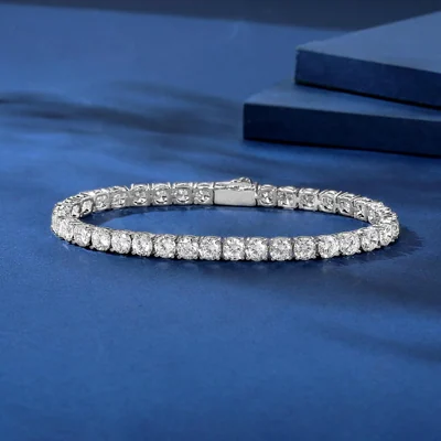 4mm Iced Tennis Bracelet by Gemsme, 5mm White Gold