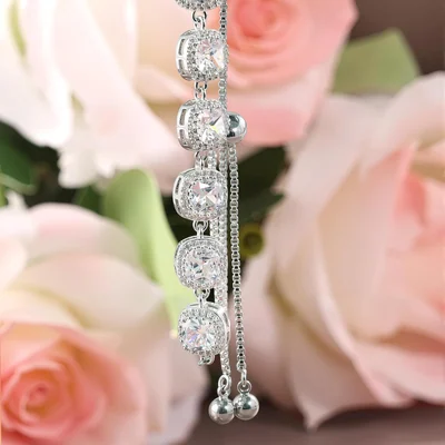 Adjustable Halo Tennis Bracelet by Gemsme, Halo · 5*5mm · White