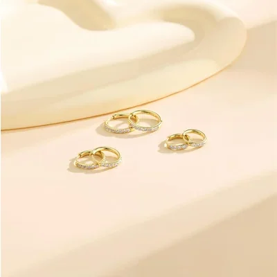 Huggie Hoop Set, Three Pairs by Gemsme, Gold (8mm/10mm/12mm)