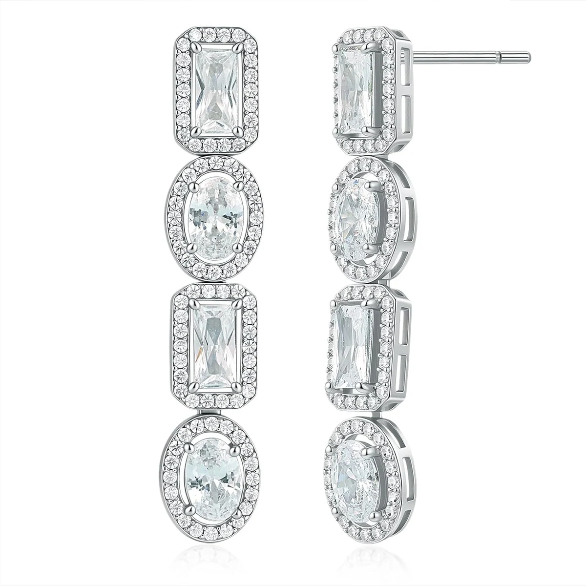 Oval and Emerald-Cut Drop Earrings by Gemsme