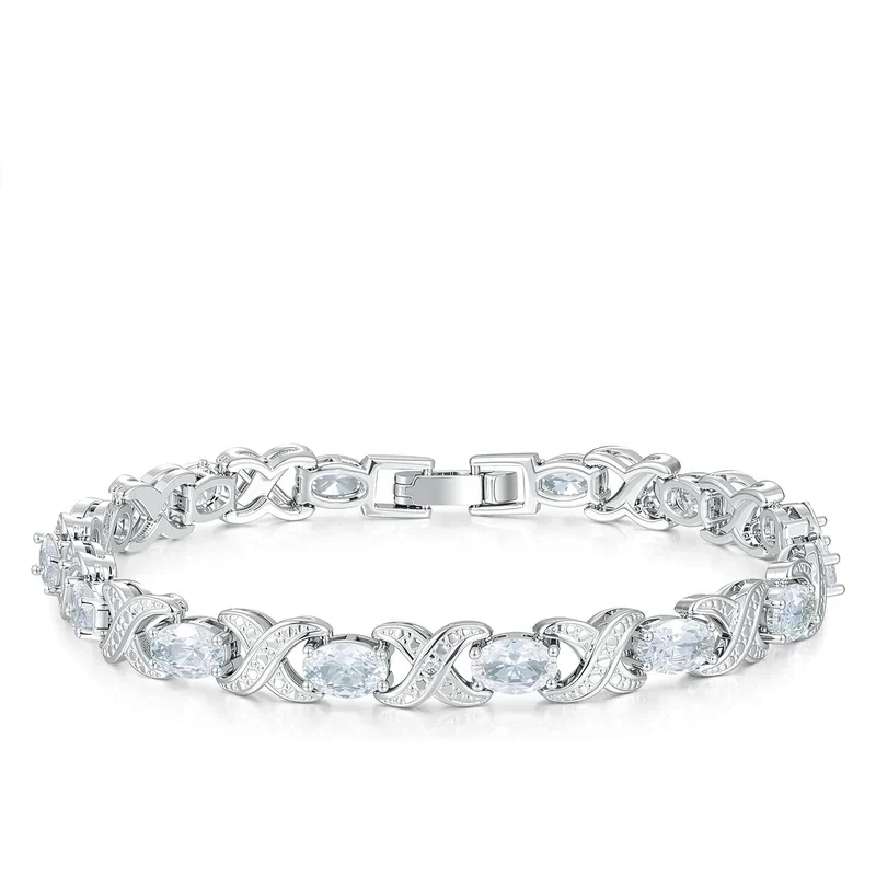Oval X-Link Tennis Bracelet by Gemsme