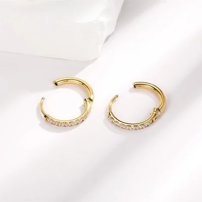 Huggie and Stud Set, Six Pairs by Gemsme, Gold (hoops 8/10/12mm studs 3/4/5mm)