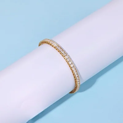 2.5mm Square-Cut Tennis Bracelet by Gemsme, 2.5 * 2.5mm Square Bracelet · Gold