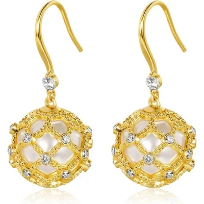 Pearl and Crystal Drop Earrings by Gemsme