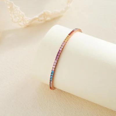 2mm Multi-Color Tennis Bracelet by Gemsme, 2.0mm · Rose Gold Plated